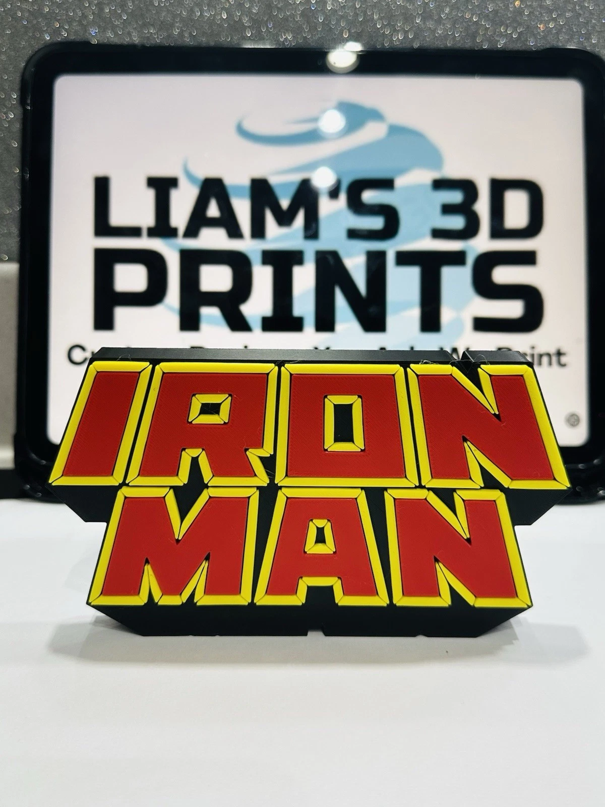 Decorative Iron Man Retro Marvel logo Film Sign Display Pops Self Standing