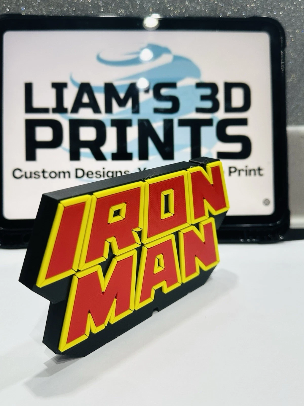 Decorative Iron Man Retro Marvel logo Film Sign Display Pops Self Standing
