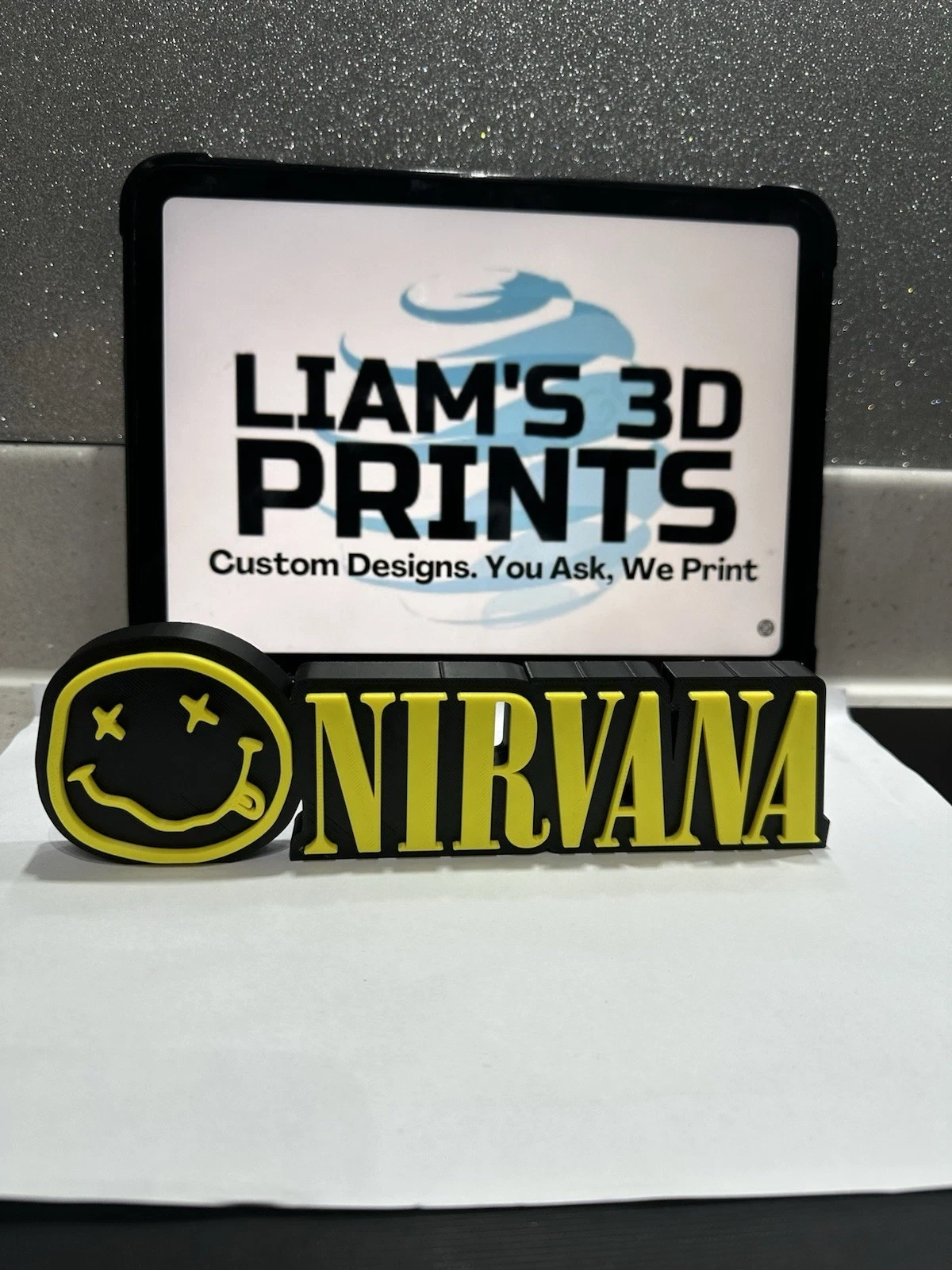 Decorative Nirvana Band Logo Self Standing 3D Print Music Sign Shelf Desk