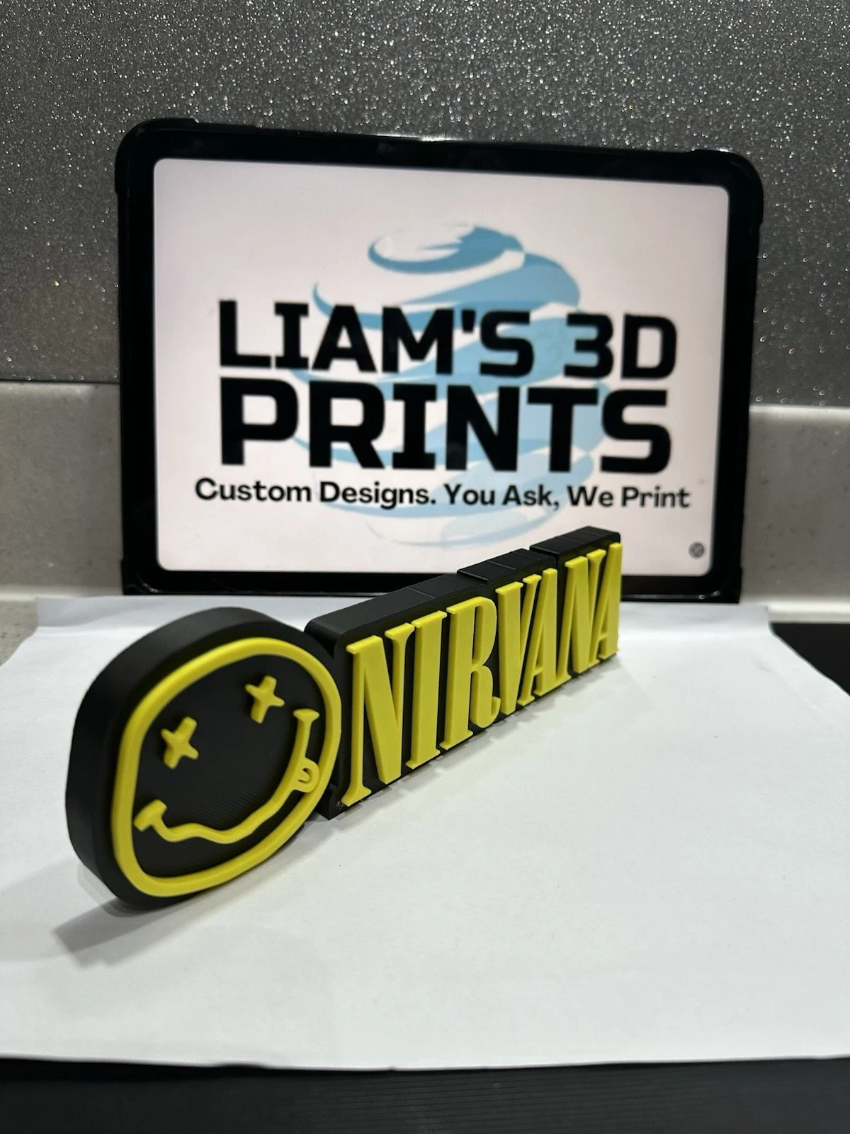 Decorative Nirvana Band Logo Self Standing 3D Print Music Sign Shelf Desk