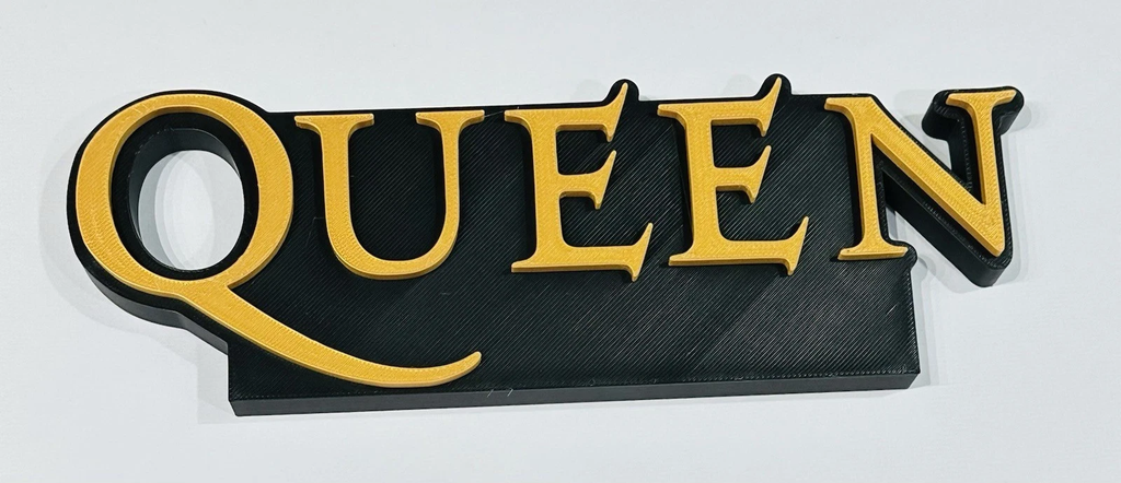 Decorative Queen Band Logo Self Standing 3D Print Music Sign Shelf Desk