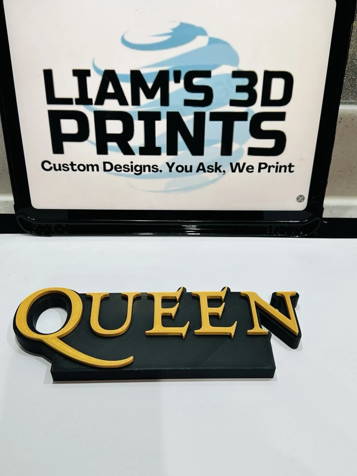 Decorative Queen Band Logo Self Standing 3D Print Music Sign Shelf Desk
