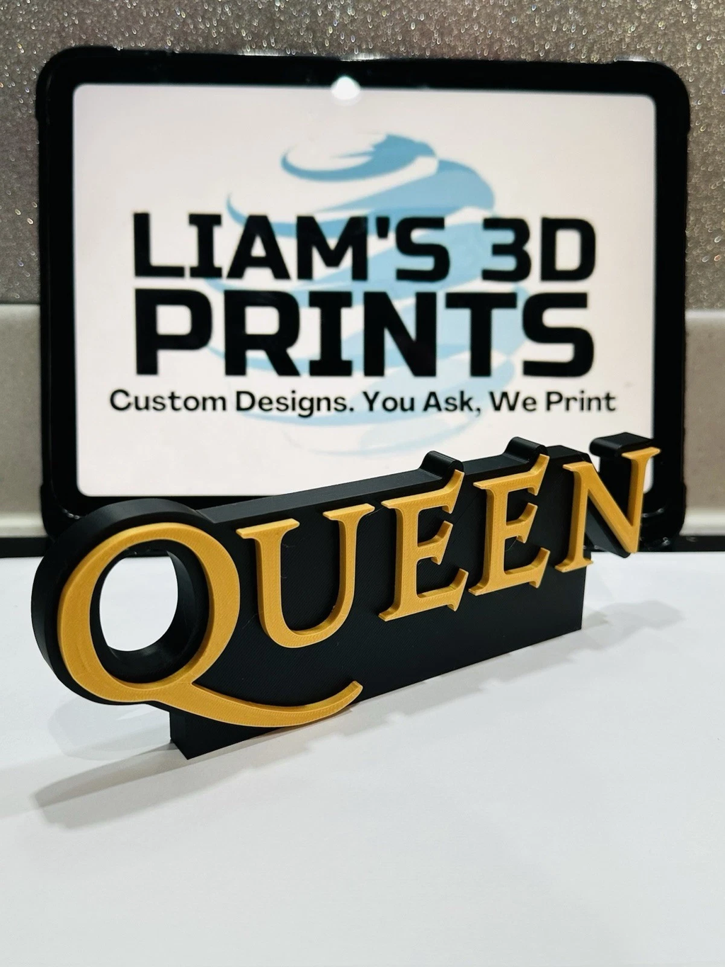 Decorative Queen Band Logo Self Standing 3D Print Music Sign Shelf Desk