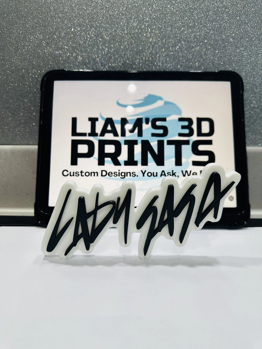 Decorative Lady Gaga self standing sign logo display POP 3D music
