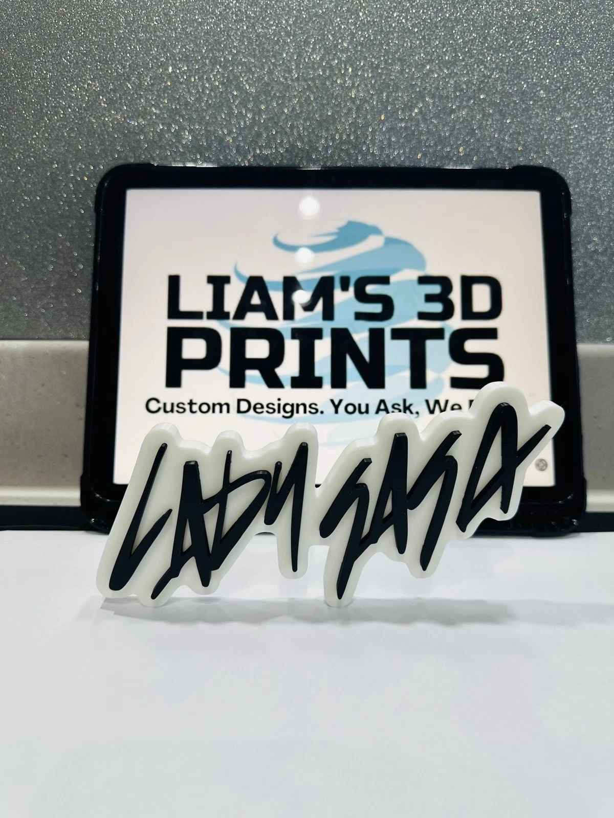 Decorative Lady Gaga self standing sign logo display POP 3D music