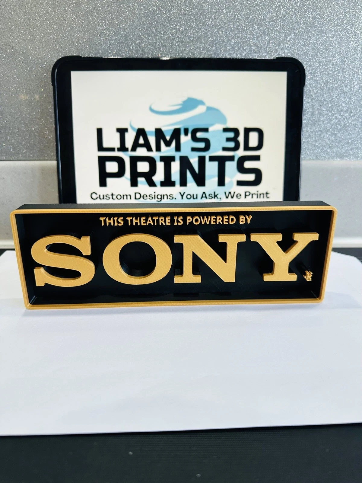 Decorative Sony Theatre Home Cinema Box Sign Logo Shelf Wall 3D Print 2 Sizes