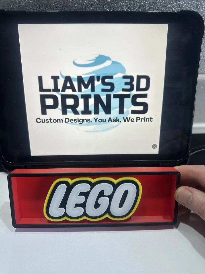Decorative LEGO Bricks Logo Toys 3D Print Box Sign Display Two Sizes Shelf Wall