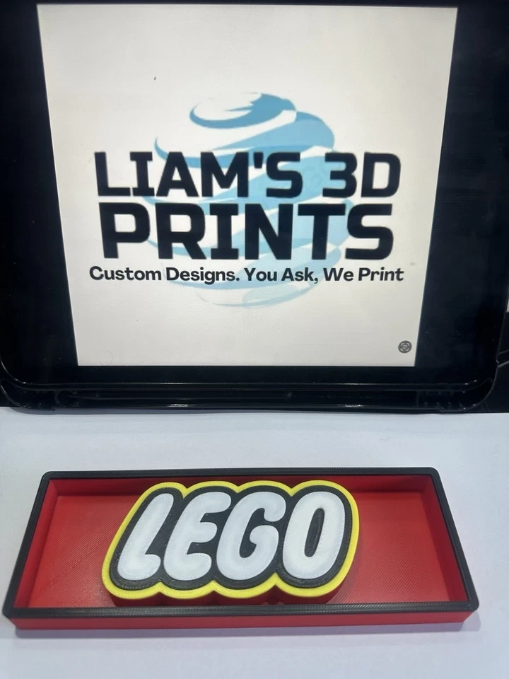Decorative LEGO Bricks Logo Toys 3D Print Box Sign Display Two Sizes Shelf Wall