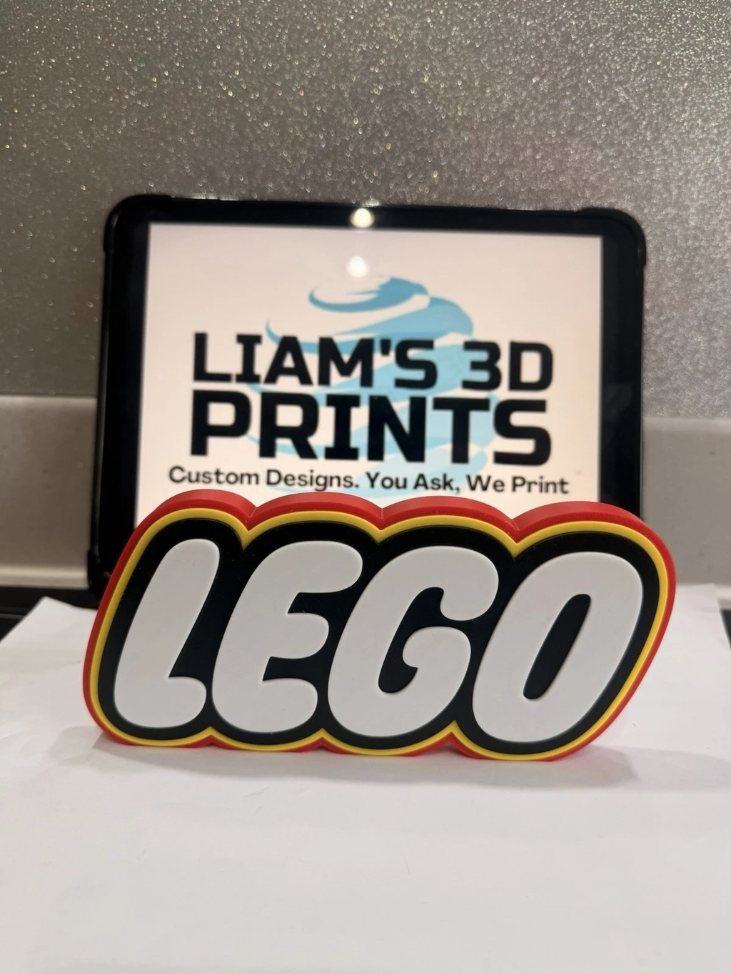 Decorative Lego Raised Logo Toys Self Standing Shelf Display 3D Print