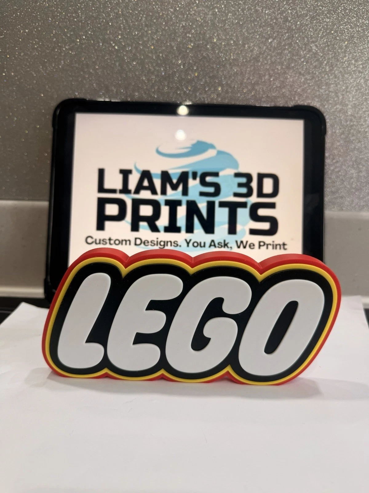 Decorative Lego Raised Logo Toys Self Standing Shelf Display 3D Print