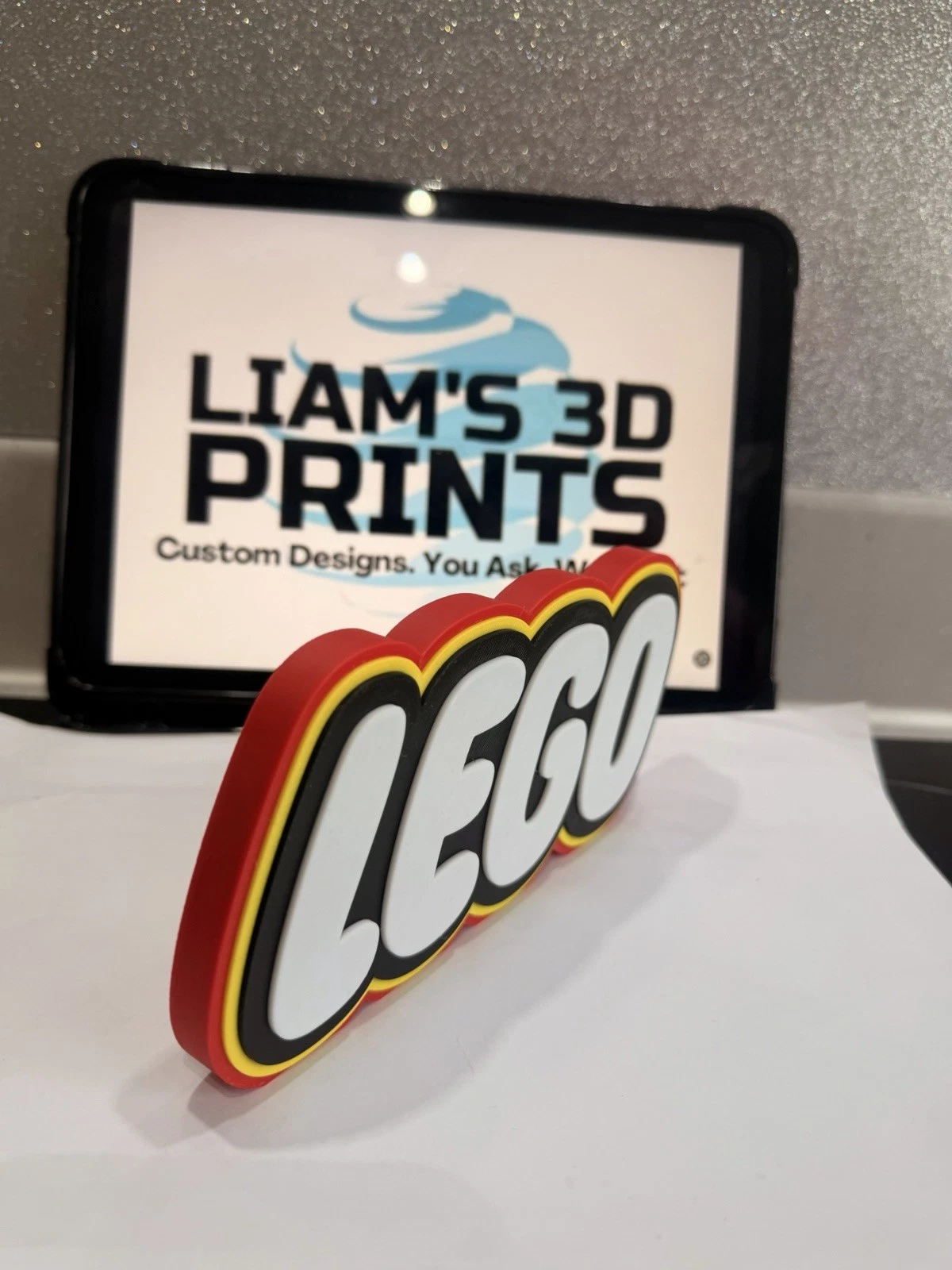 Decorative Lego Raised Logo Toys Self Standing Shelf Display 3D Print
