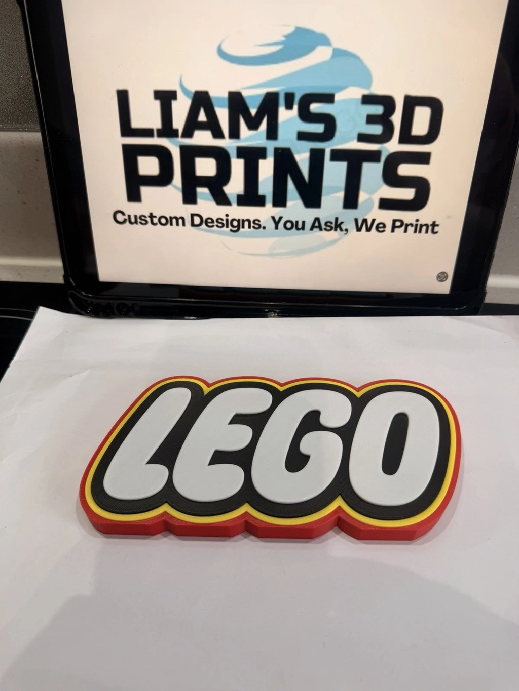 Decorative Lego Raised Logo Toys Self Standing Shelf Display 3D Print