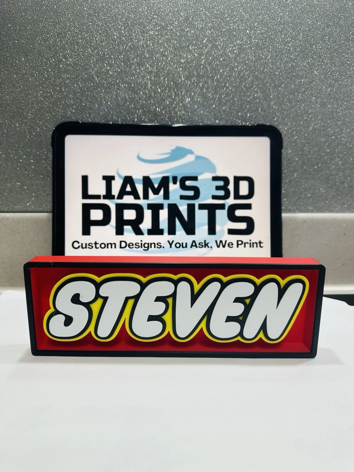 Decorative Personalised Name LEGO Bricks Logo 3D Print Box Sign Display