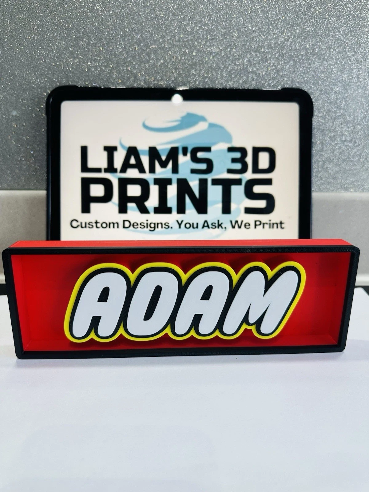 Decorative Personalised Name LEGO Bricks Logo 3D Print Box Sign Display