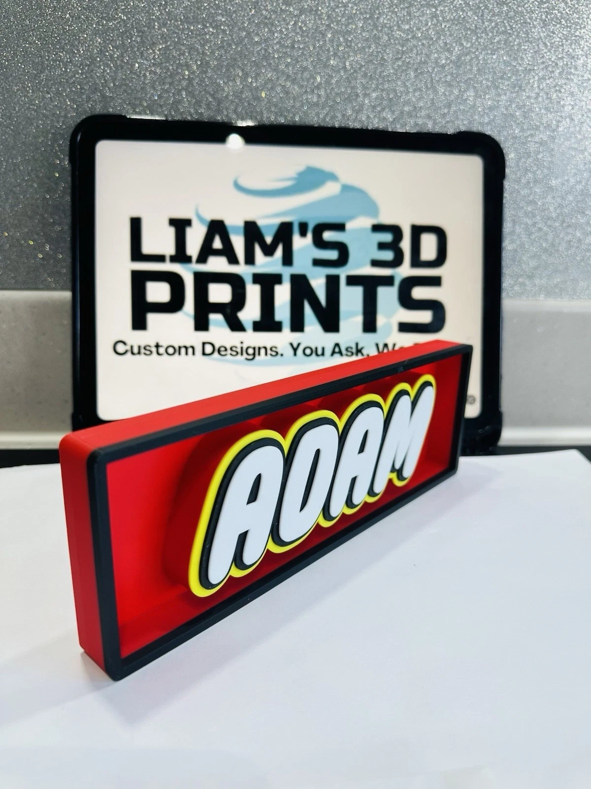 Decorative Personalised Name LEGO Bricks Logo 3D Print Box Sign Display