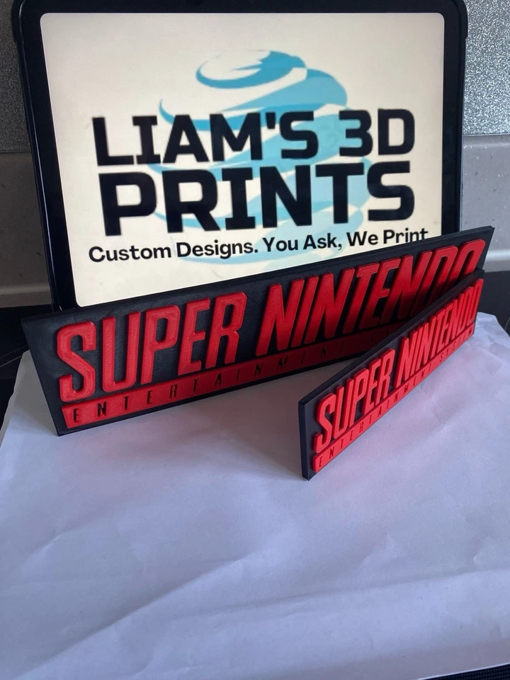 Decorative Super Nintendo SNES logo Sign Display two sizes small 16cm L 25cm