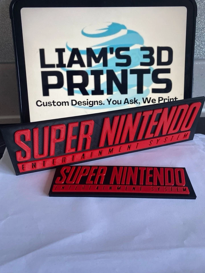 Decorative Super Nintendo SNES logo Sign Display two sizes small 16cm L 25cm