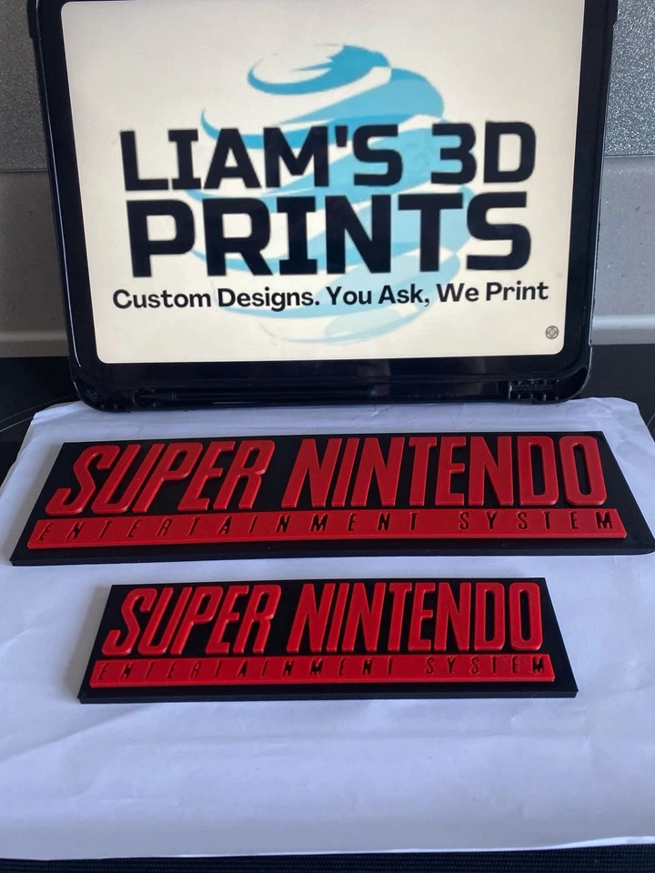 Decorative Super Nintendo SNES logo Sign Display two sizes small 16cm L 25cm