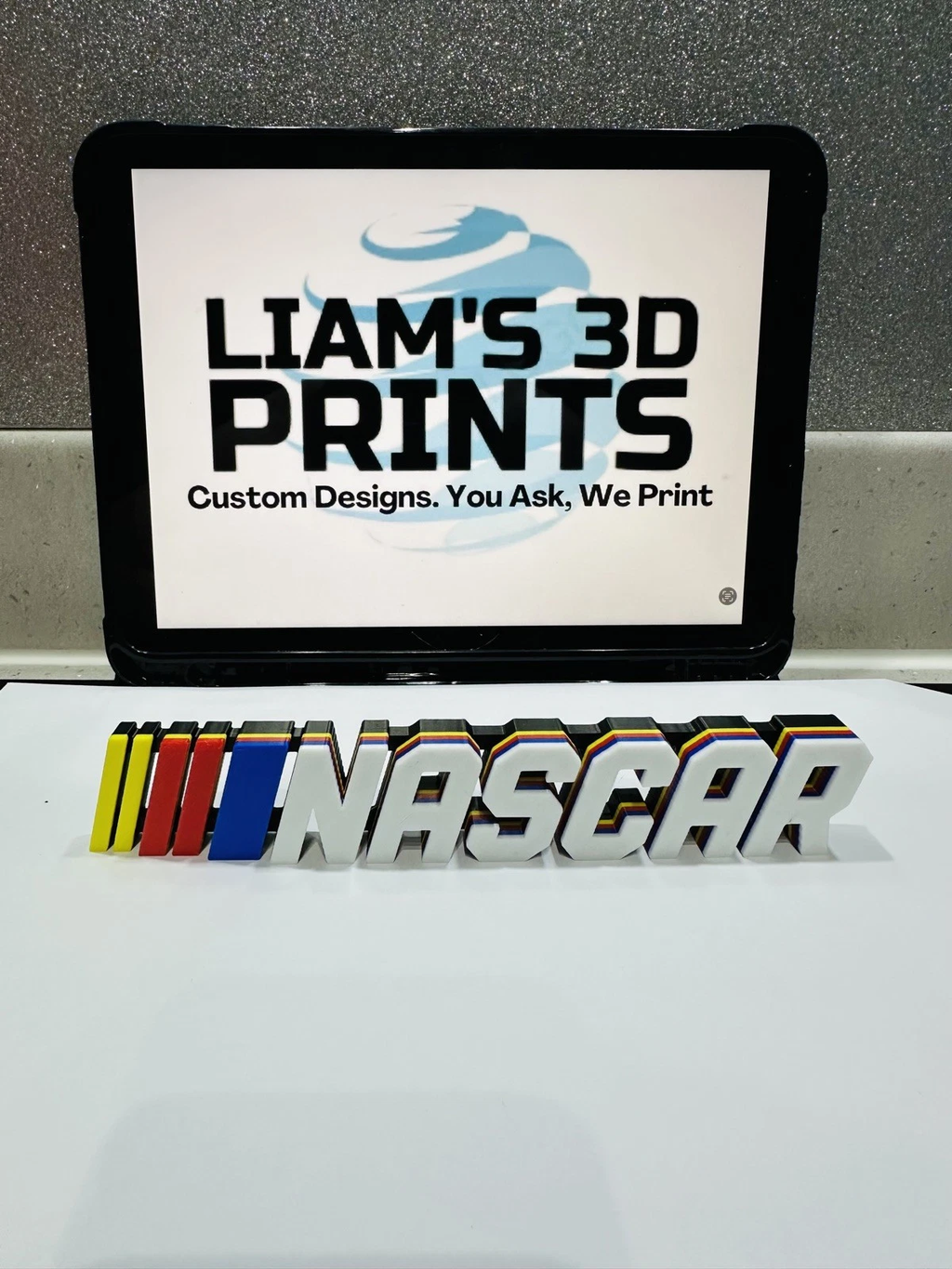 Decorative Nascar Motorsport Logo Self Standing Sign Room Display