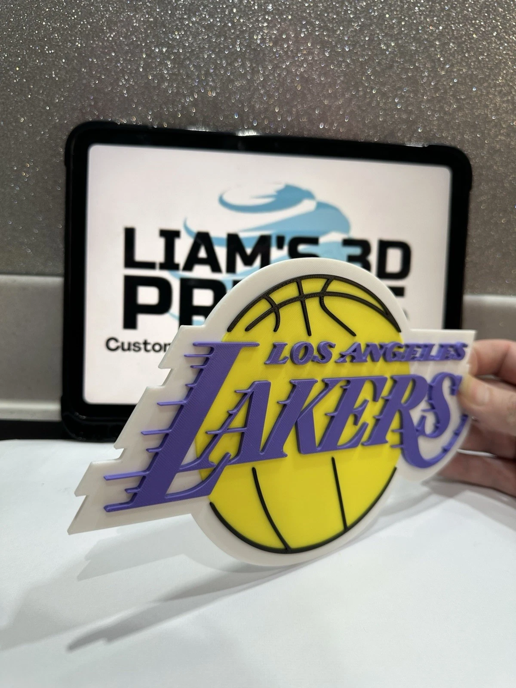 Decorative Los Angeles Lakers Basketball Flat Logo Room Sign Display Stand