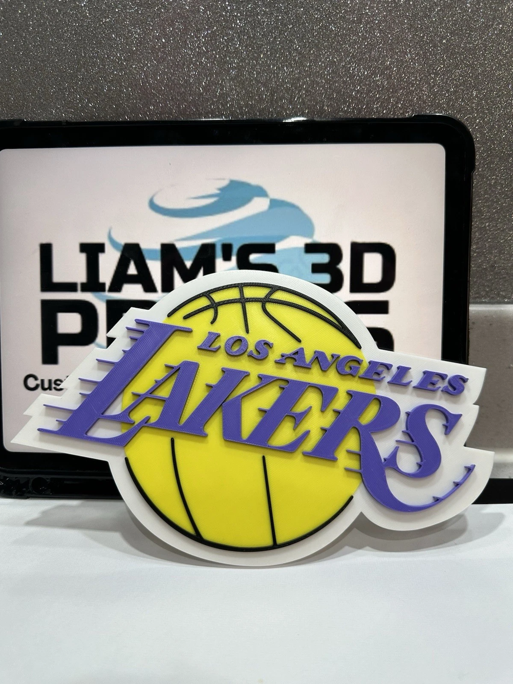 Decorative Los Angeles Lakers Basketball Flat Logo Room Sign Display Stand