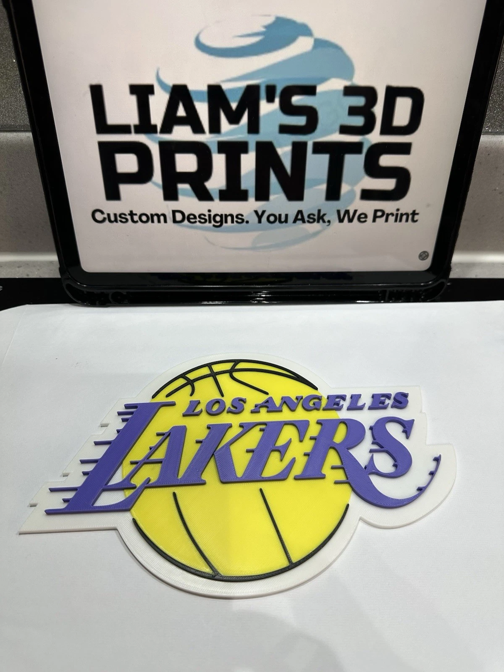 Decorative Los Angeles Lakers Basketball Flat Logo Room Sign Display Stand