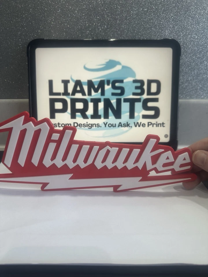 Decorative Milwaukee Tool logo Sign Display two sizes small 16cm Large 25cm
