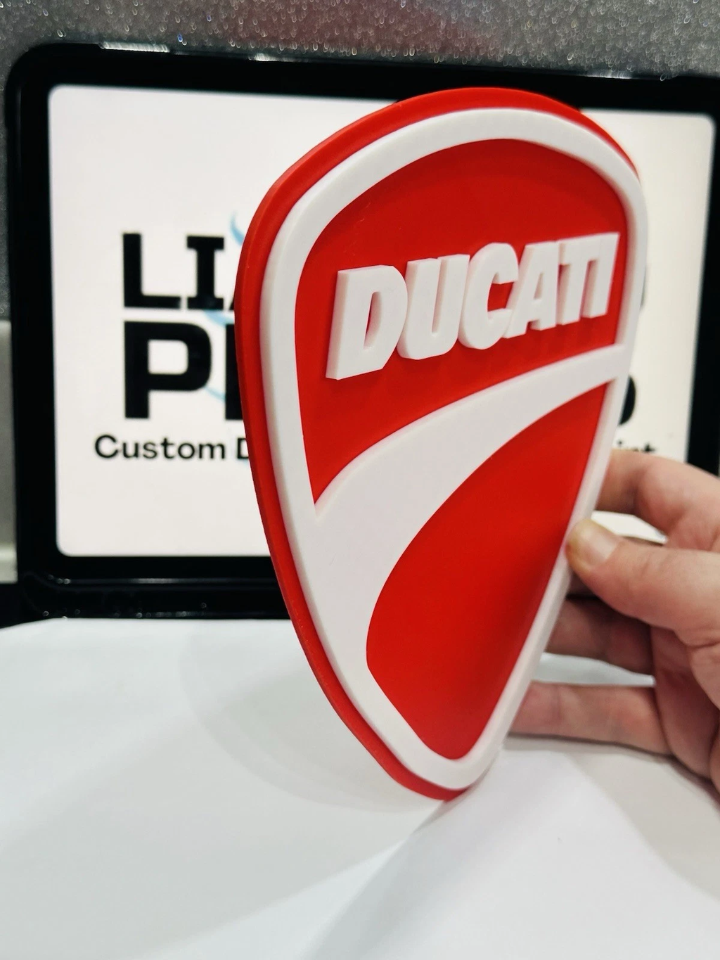 Decorative Ducati Motorcycle Logo Room Wall Sign Mancave Garage Display