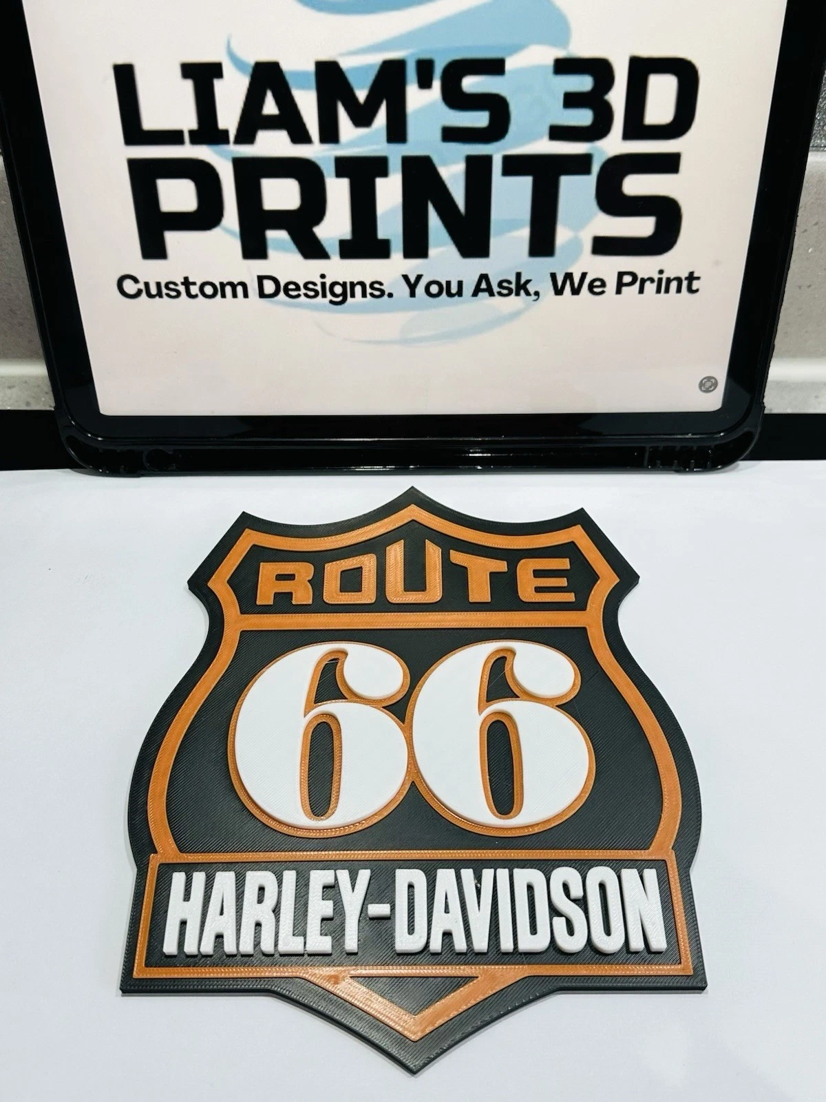 Decorative Harley Davidson Route 66 Motorbikes Logo Wall Plaque 3D Print
