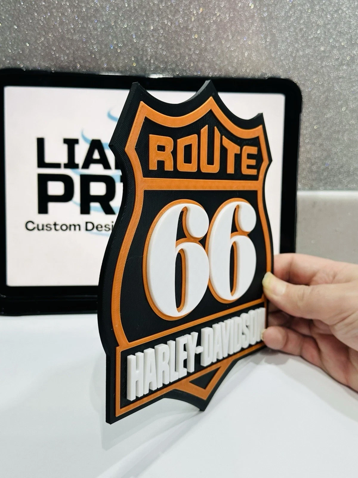 Decorative Harley Davidson Route 66 Motorbikes Logo Wall Plaque 3D Print