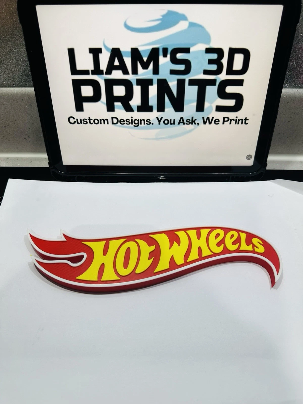 Decorative Hot Wheels Self Standing logo sign Cars display