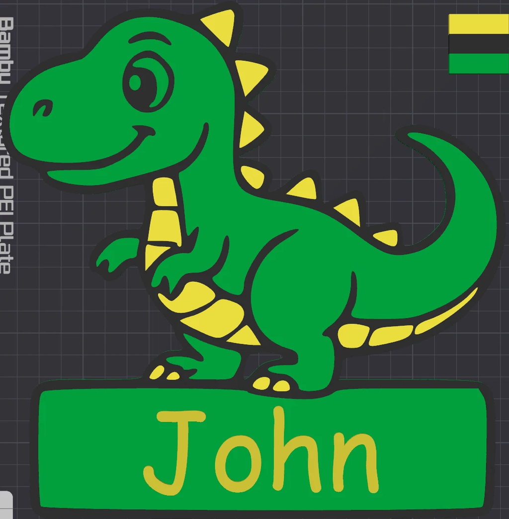 Decorative Dinosaur 3D Printed Personalised Name Door sign Plaque Children