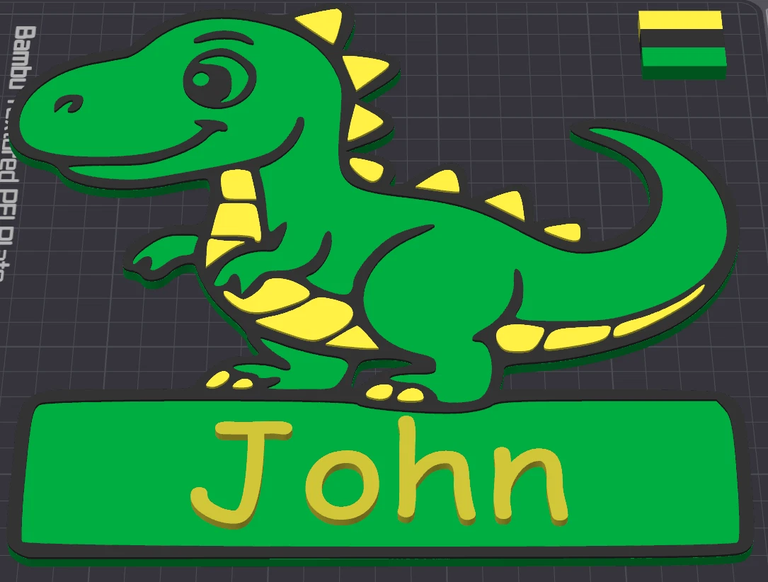 Decorative Dinosaur 3D Printed Personalised Name Door sign Plaque Children