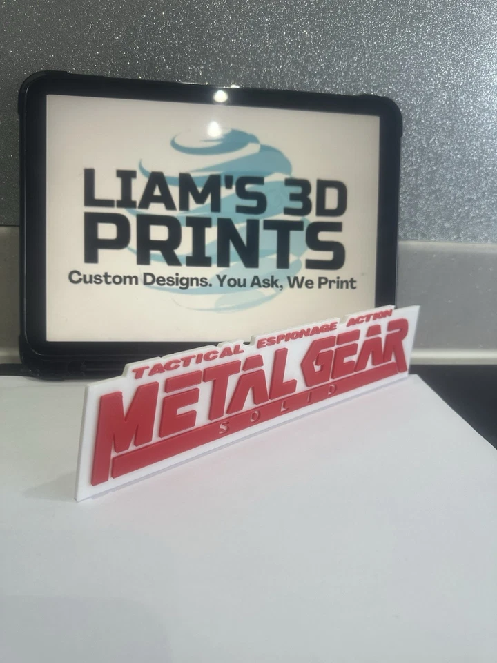 Decorative Metal Gear Solid logo Sign Display two sizes small 16cm Large 25cm