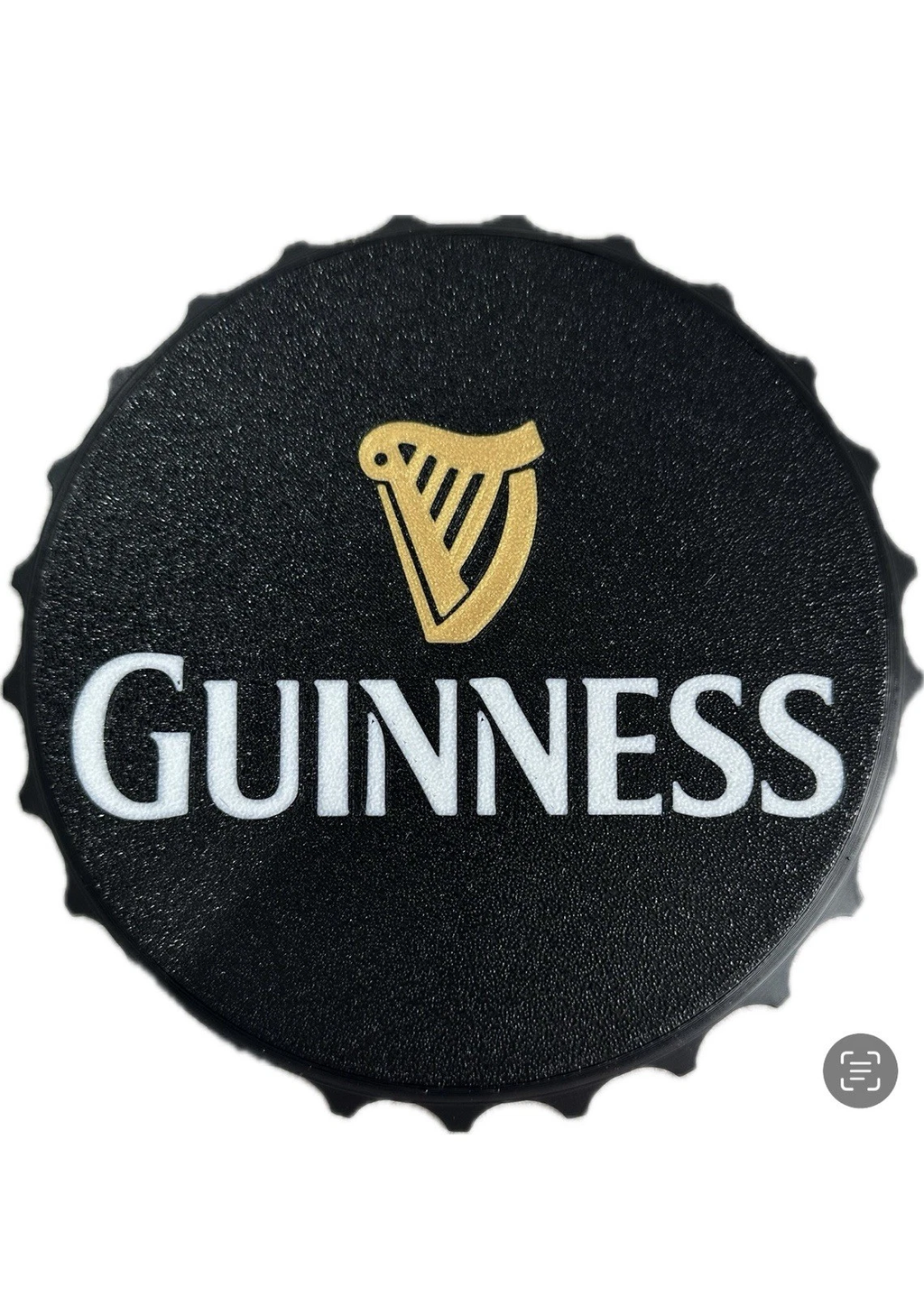 Decorative Guinness Sign Display logo Beer 16cm Bottle Cap Mancave Bar