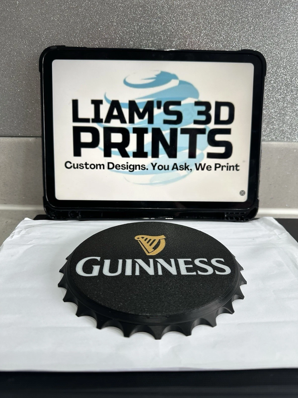 Decorative Guinness Sign Display logo Beer 16cm Bottle Cap Mancave Bar