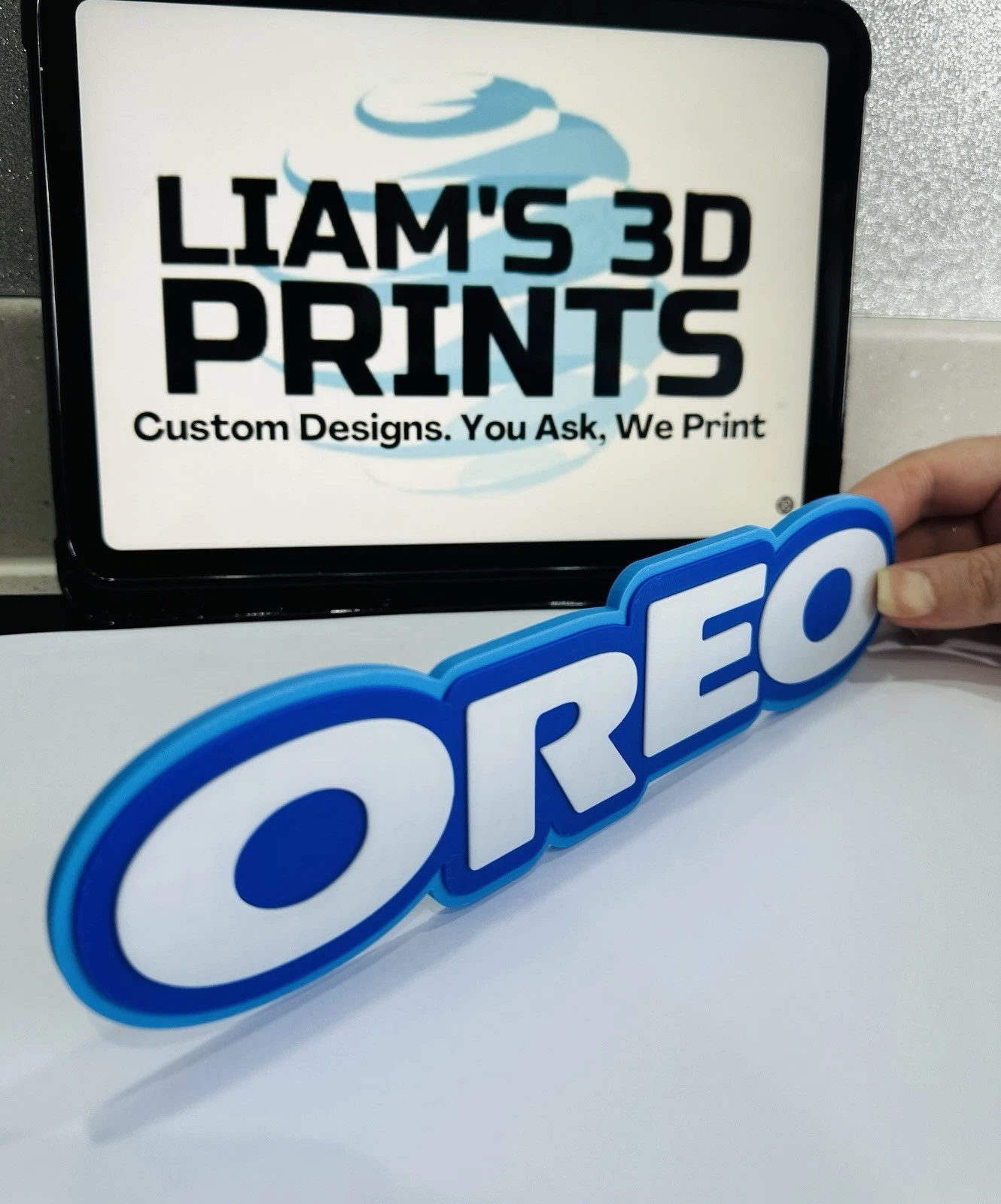 Decorative Oreo Biscuit logo Sign Display two sizes small 16cm L 25cm