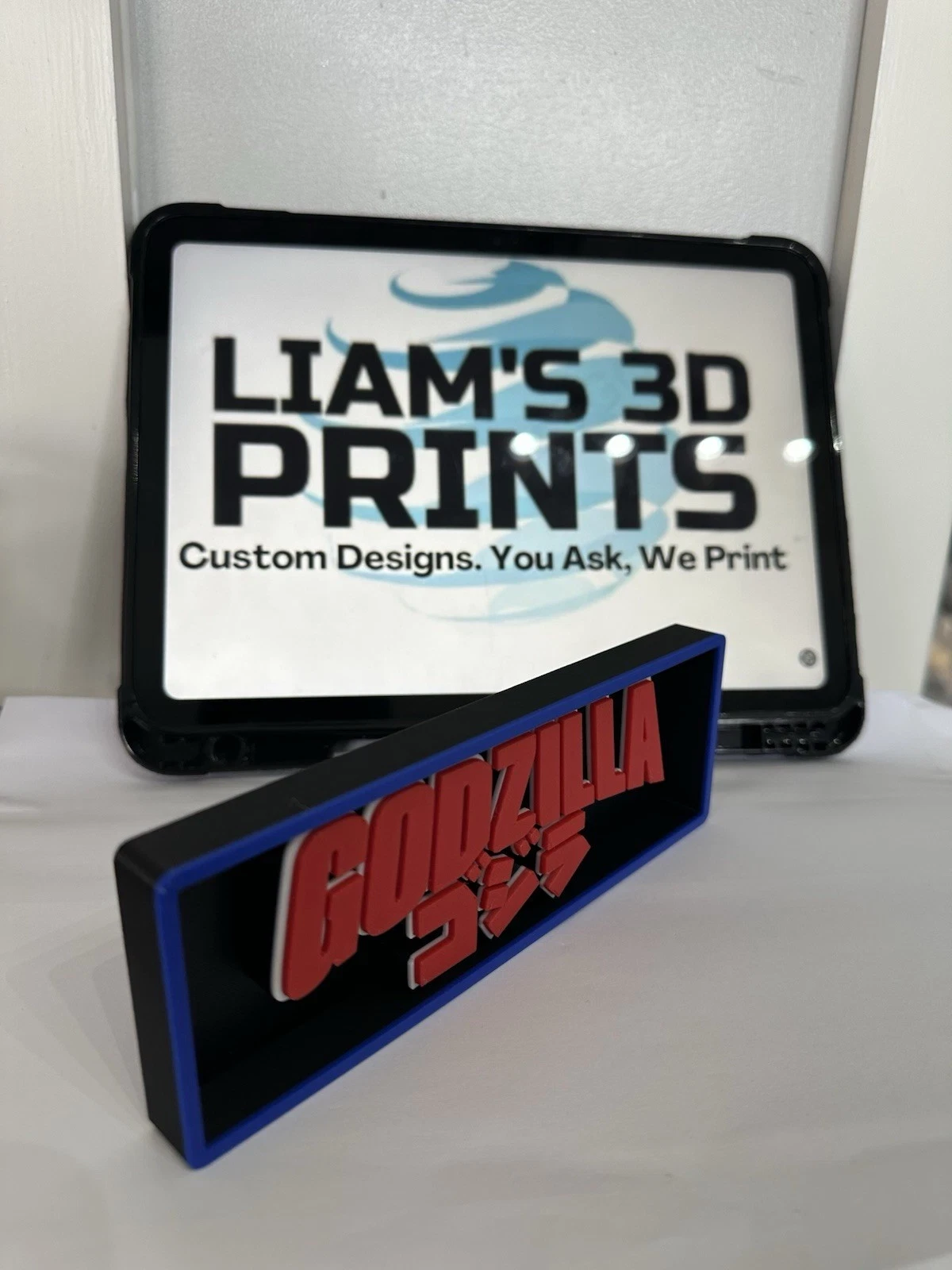Decorative Godzilla Box Sign Shelf Wall Logo Display Film 3D Print 2 Sizes
