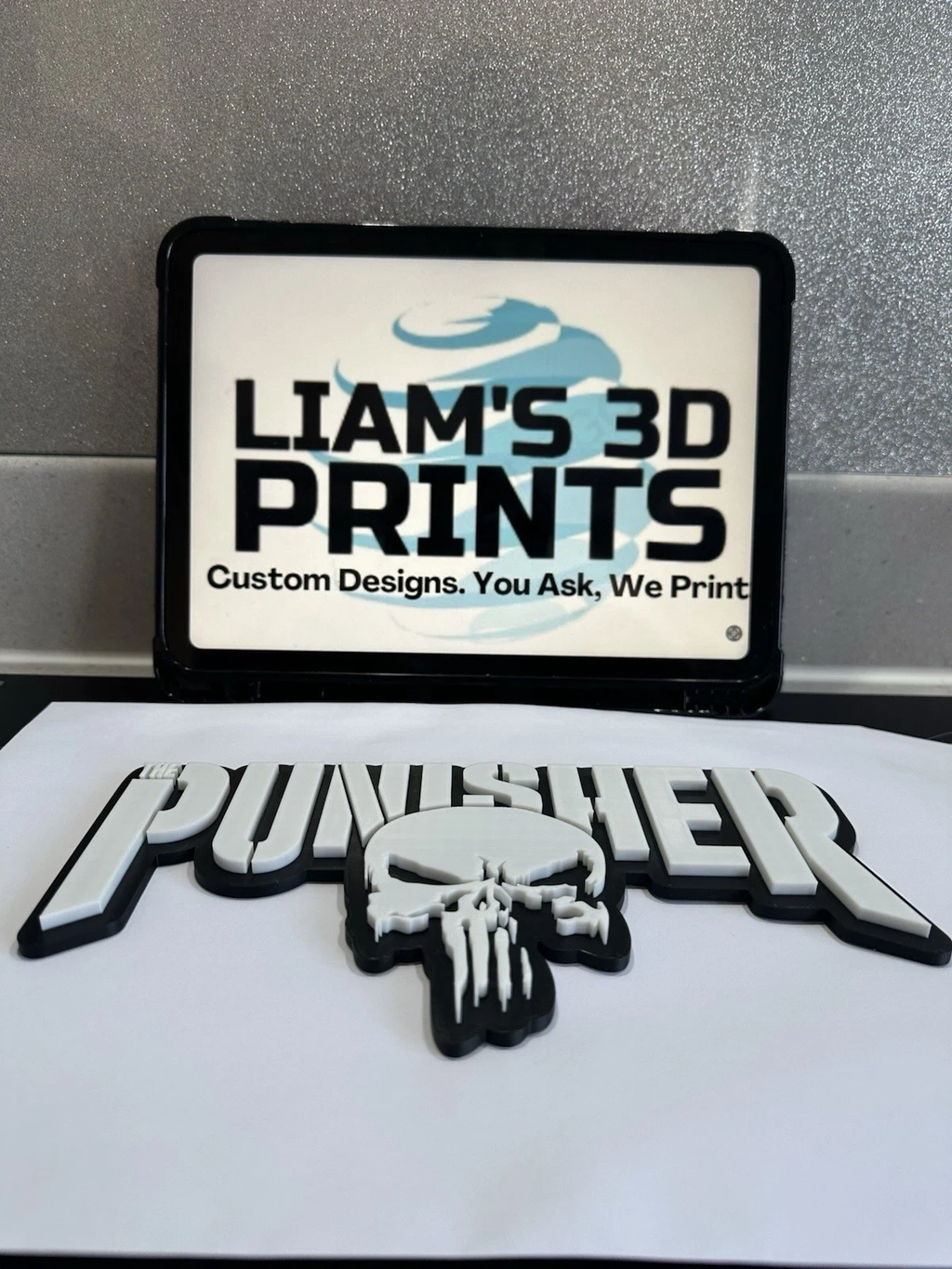Decorative The Punisher Marvel Character Logo 3D Print Wall Display