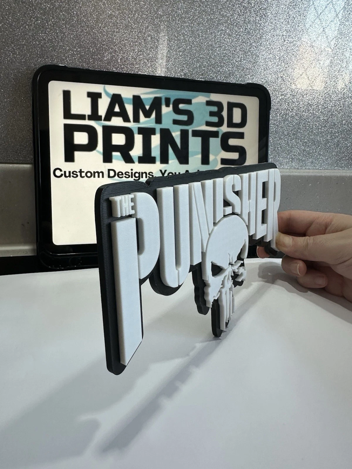 Decorative The Punisher Marvel Character Logo 3D Print Wall Display