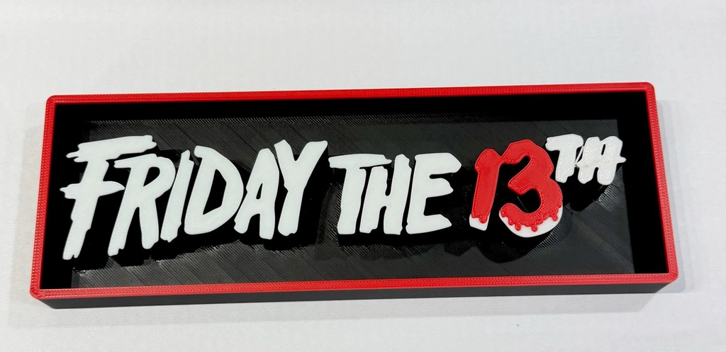 Decorative Friday the 13th Box Sign Shelf Wall Logo Film 3D Print 2 Sizes