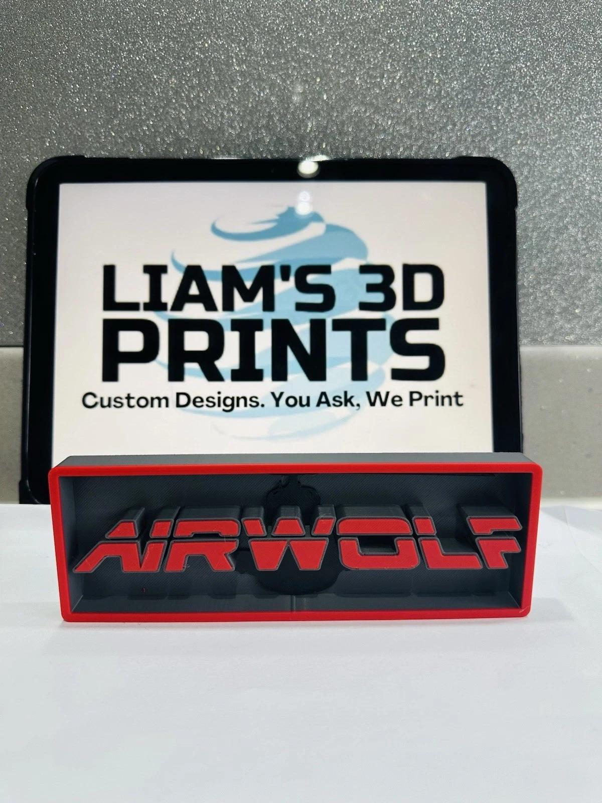 Decorative Airwolf Film Box Sign Logo Shelf Display 2 Sizes