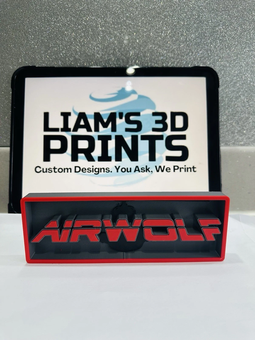 Decorative Airwolf Film Box Sign Logo Shelf Display 2 Sizes