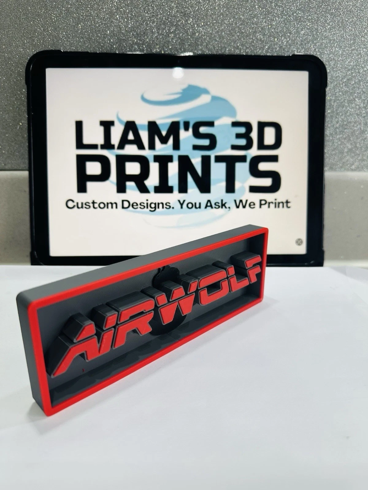 Decorative Airwolf Film Box Sign Logo Shelf Display 2 Sizes