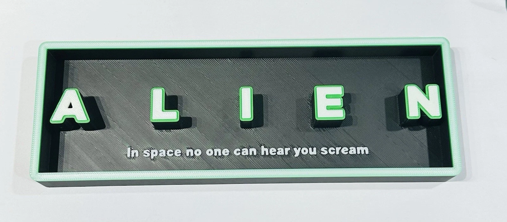 Decorative Alien Box Sign Shelf Wall Logo Display Film 3D Print 2 Sizes