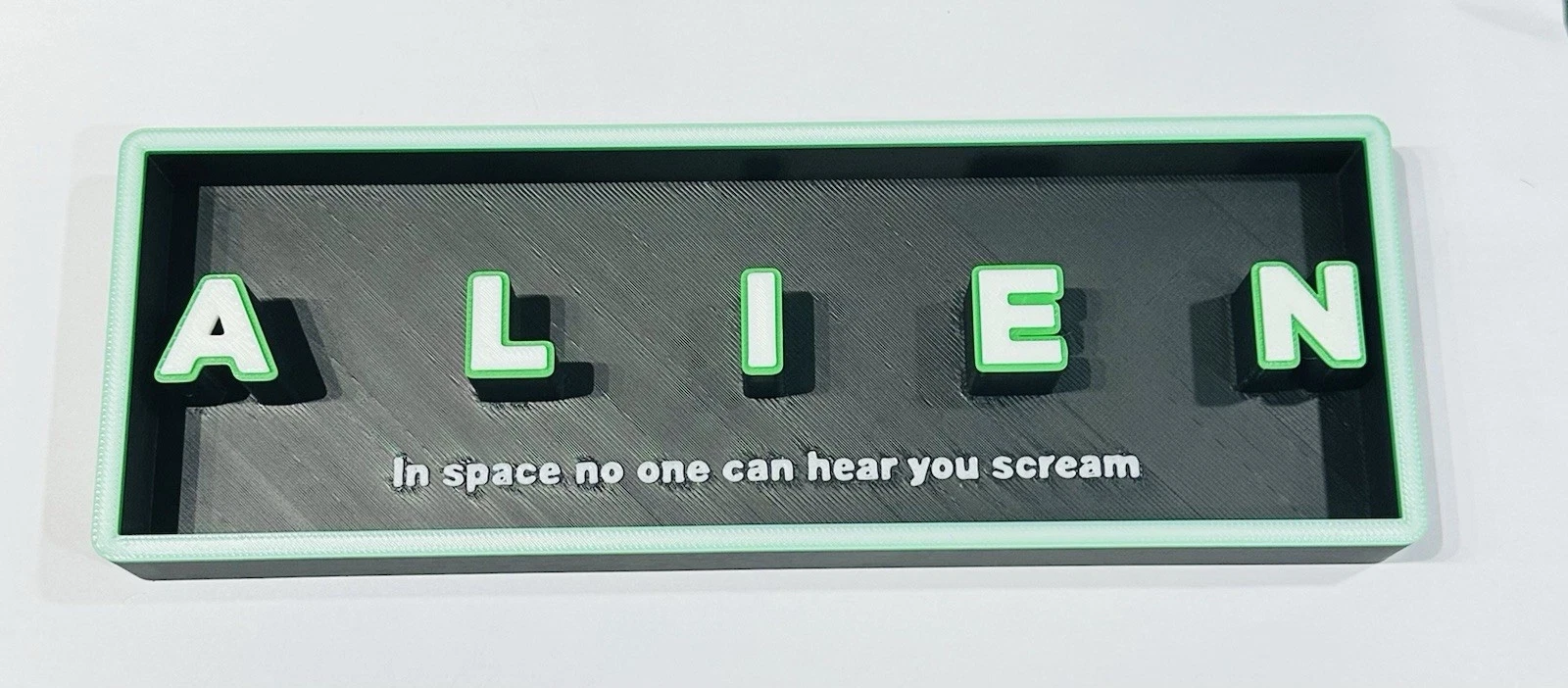 Decorative Alien Box Sign Shelf Wall Logo Display Film 3D Print 2 Sizes