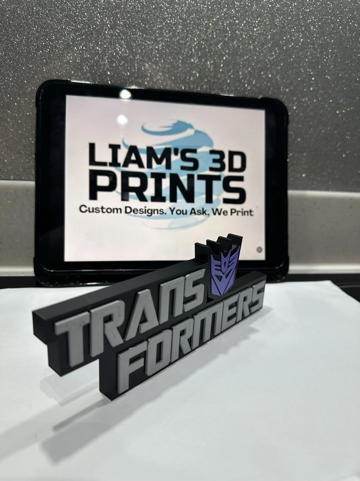 Decorative Transformers Decepticons Logo Sign Display Funko Self Standing Room