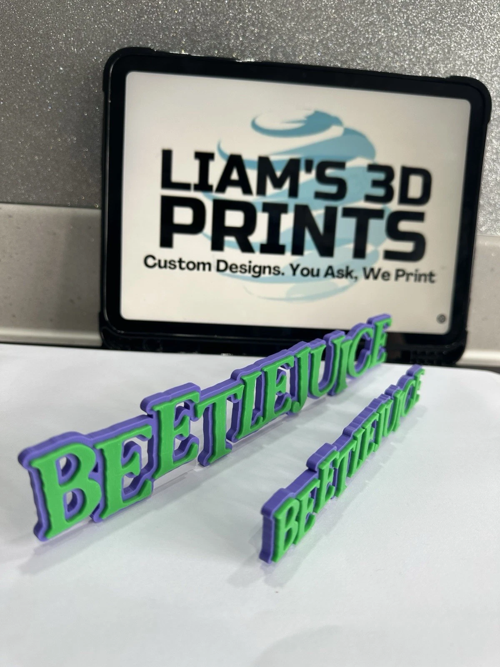 Decorative Beetlejuice logo Sign Display two sizes small 16cm Large 25cm Pops