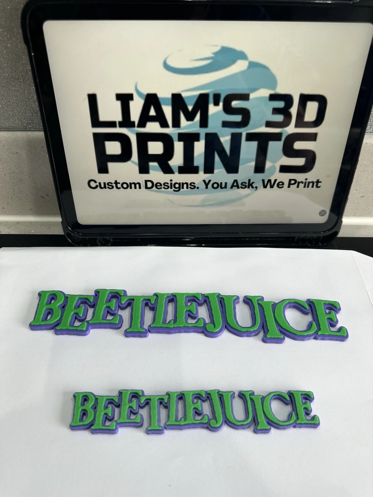Decorative Beetlejuice logo Sign Display two sizes small 16cm Large 25cm Pops