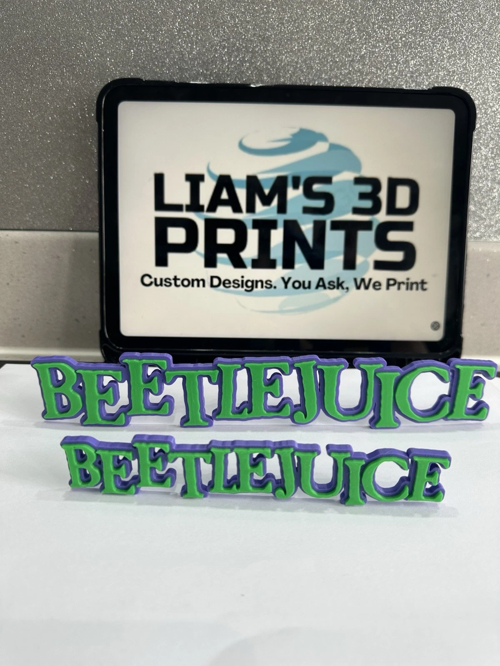 Decorative Beetlejuice logo Sign Display two sizes small 16cm Large 25cm Pops